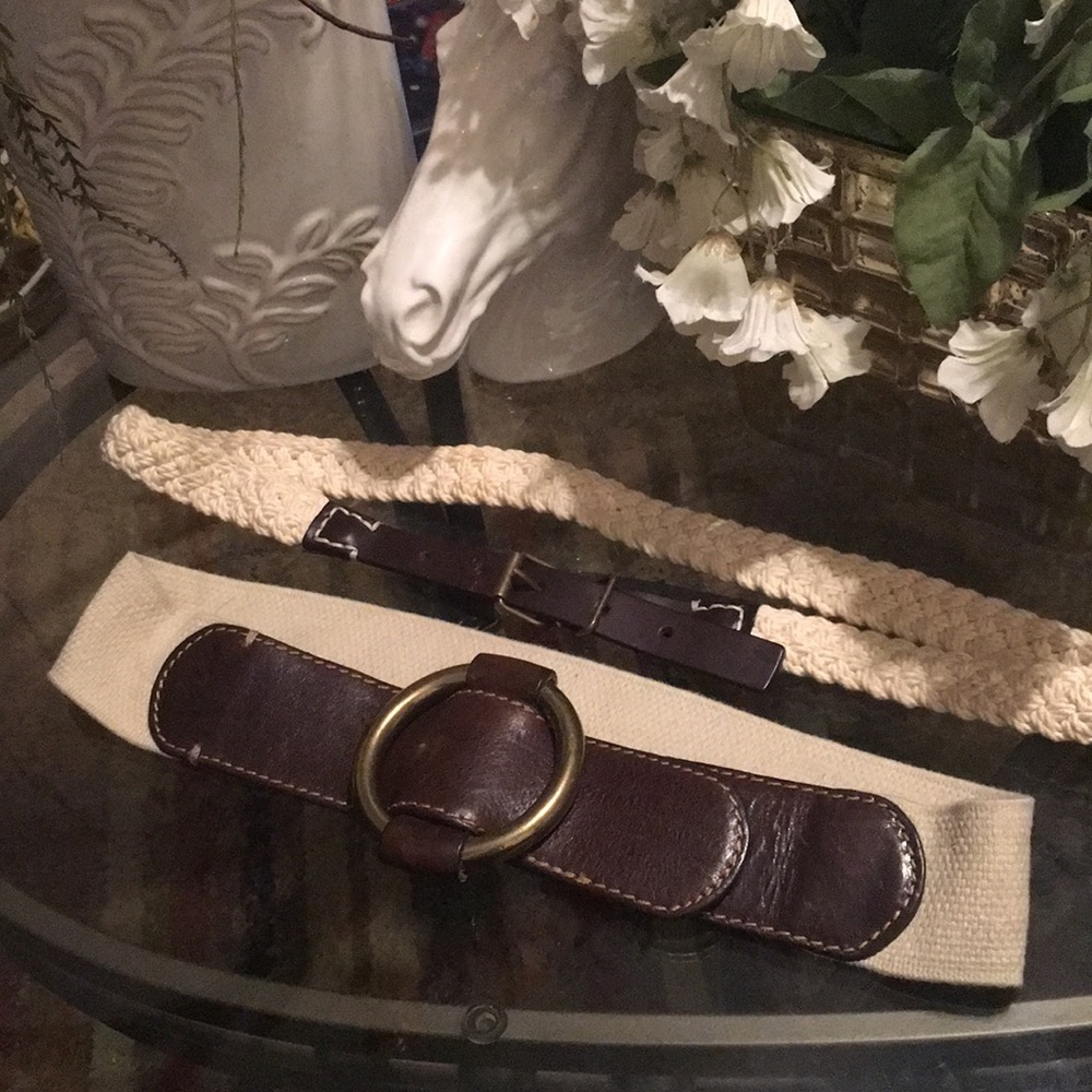 Women’s Lot of 2 woven and leather belts
